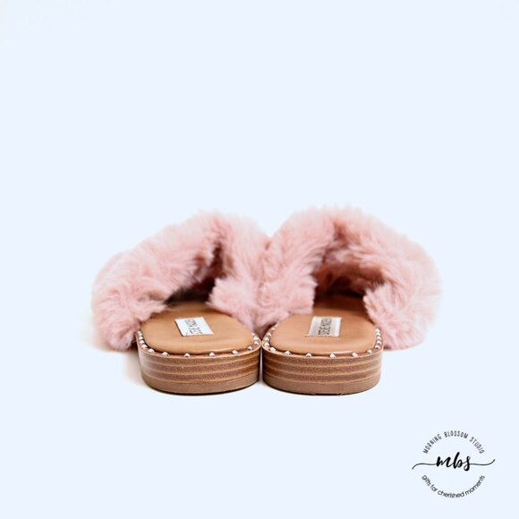 Steve Madden Enite Faux Fur Slide Sandals Pink Women Size 8 - Picture 6 of 12